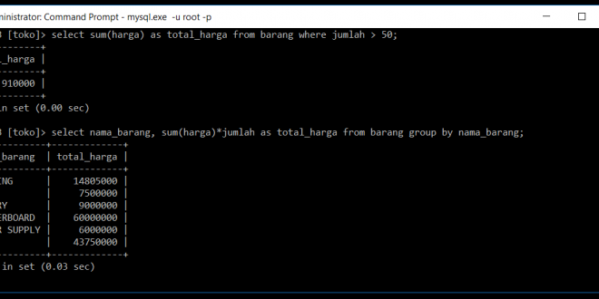 Fungsi Sum Di Database MySQL