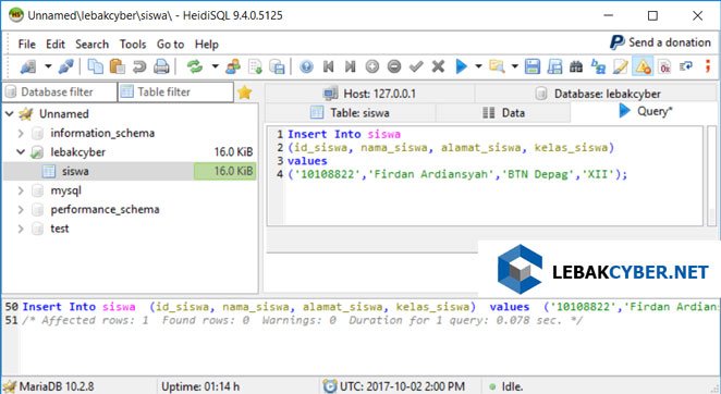 Cara Insert Data Kedalam Database MariaDB