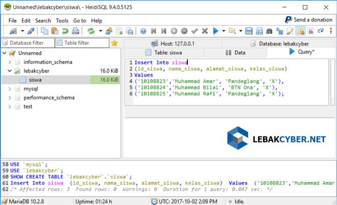 Cara Insert Data Kedalam Database MariaDB