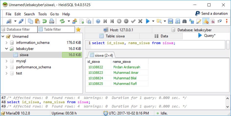 Perintah Select Data di Database MariaDB