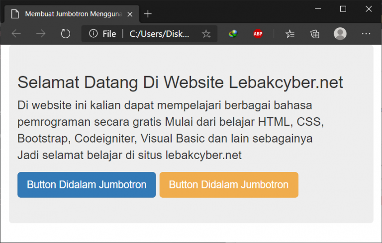 Membuat Jumbotron Menggunakan Bootstrap - Lebak Cyber