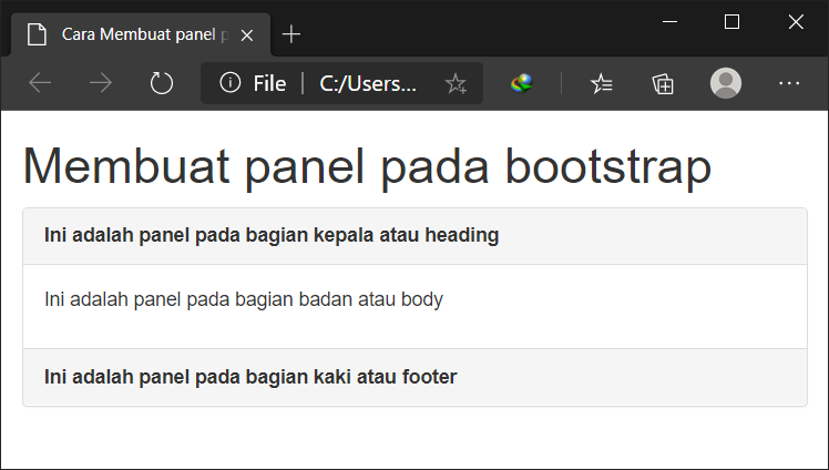 Membuat Panel Menggunakan Bootstrap